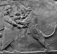 En çarpıcı ve en canlı aslan avı sahneleri Geç Asur Kralı Asurbanipal'in Ninive'deki sarayından betimlenmiş enfes bir betimlemedir. (MÖ 668-627)